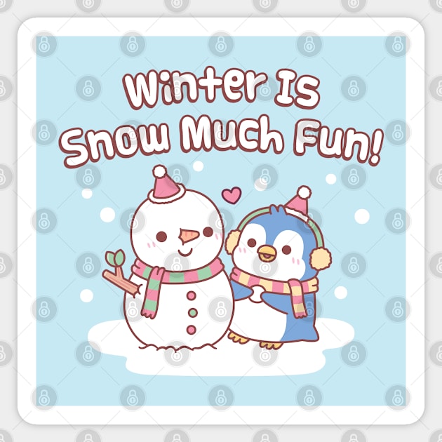 Cute Penguin Building A Snowman Winter Is Snow Much Fun Sticker by rustydoodle